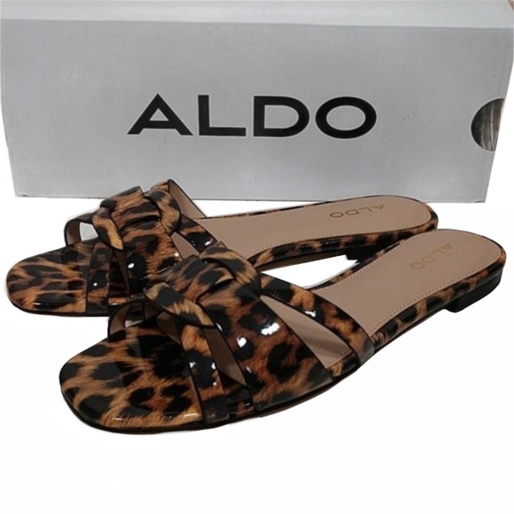 ALDO Astirassa Sandals Slides Patent Animal Print - Picture 8 of 11